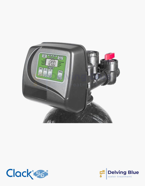 Clack WS1SP-Solar Downflow Metered Solar Valve on Battries with Mixing Valve DLFC, Adapter & Top Distributor