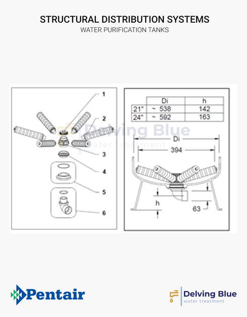 Distribution System For 4" Threaded Top & Bottom Opening Tanks Ø 525mm & 600mm Treaded Lateral System Elbow