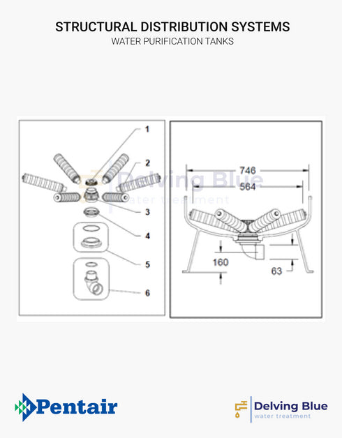 Distribution System For 4" Threaded Top & Bottom Opening Tanks Ø 750mm Treaded Lateral System Elbow