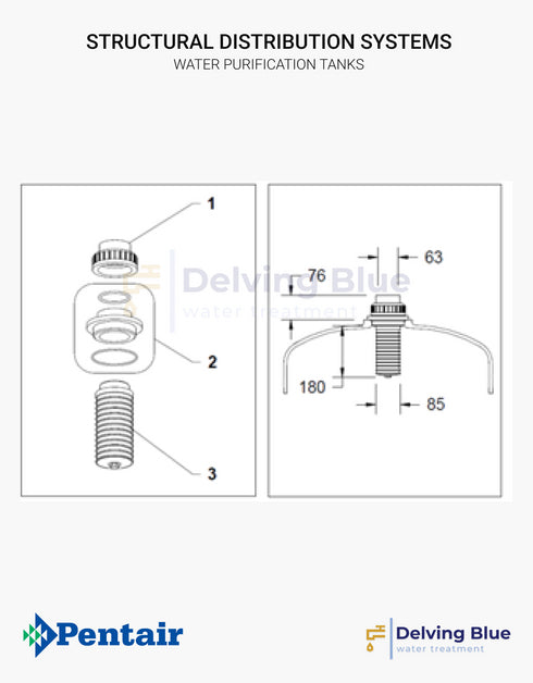 Distribution System For 4" Threaded Top & Bottom Opening Tanks Ø 350mm To 900mm Upper Stack System Union