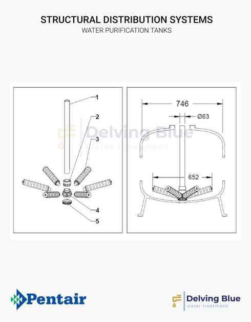 Distribution System For 4" Threaded Top Opening Tank Ø 750mm Tm Threaded Lateral System Incl Riser Tube With Ø 63 mm